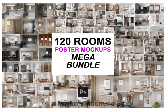 120 Bundle Wall Frame Posters Mockup