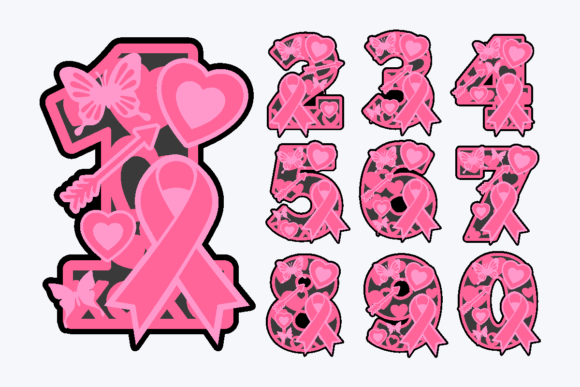 Breast Cancer Numbers: A Bold 3D SVG Collection for Crafters