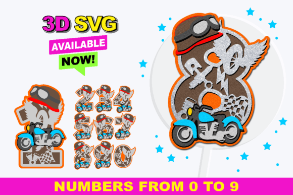 Custom Motorcycle Numbers: 3D SVG Designs for Racers