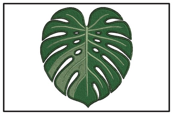 Elevating Textile Art with a Detailed Monstera Leaf Embroidery Design