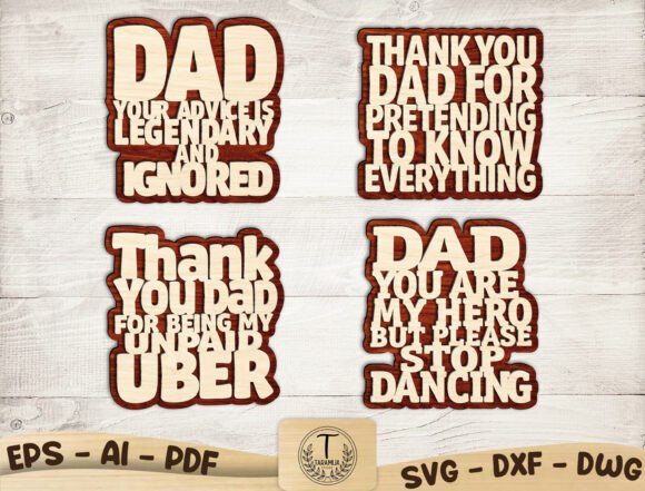 Funny Dad Wood Sign SVG Bundle: Elevating DIY Gifting with Layered Humor