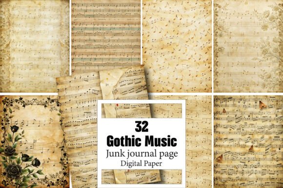 Gothic Music Junk Journal Pages for Creators