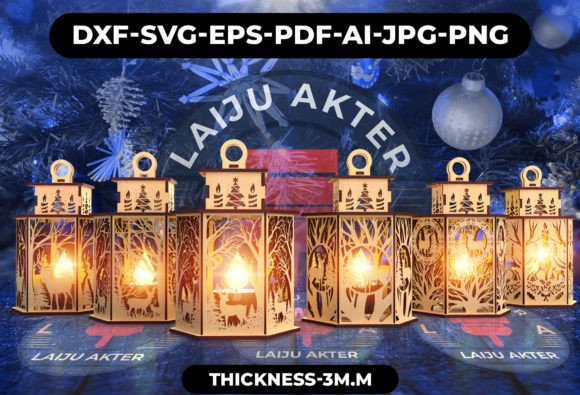 Mastering the Art of 3D Laser Cutting with the SVG Christmas Lantern Bundle02