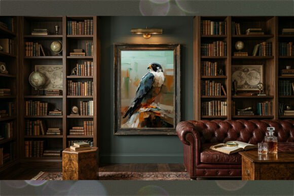 Regal Peregrine Falcon Impasto Art